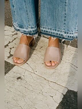 Maryam Nassir zadeh dark nude patent leather slide